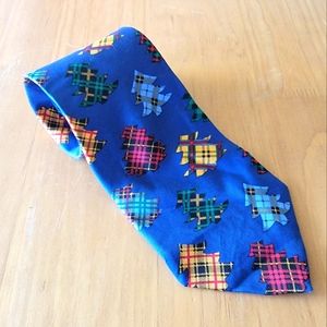 Vintage Chaps Ralph Lauren Christmas Tree Tie 100% Silk